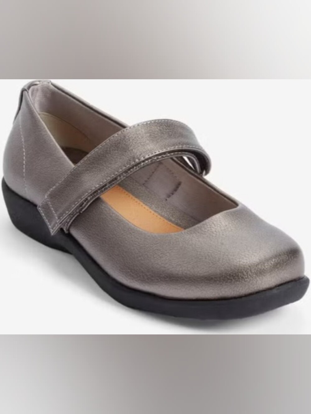 Wide Width (WW) Comfortview Carla Mary Jane Flat | 10WW | Gunmetal Colour